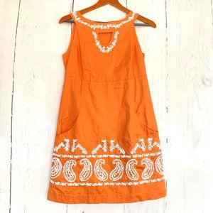 LILLY PULITZER Orange Cantaloupe Jacqueline Shift Dress Paisley Embroidery 2